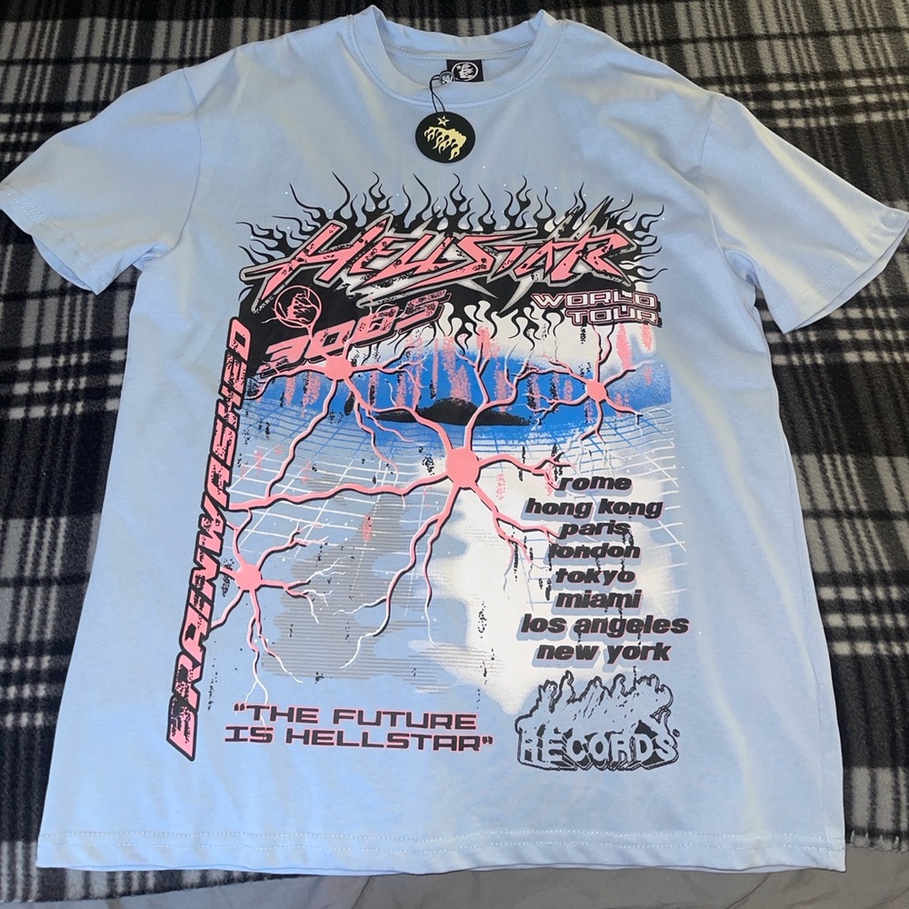 Baby blue hell star shirt size L